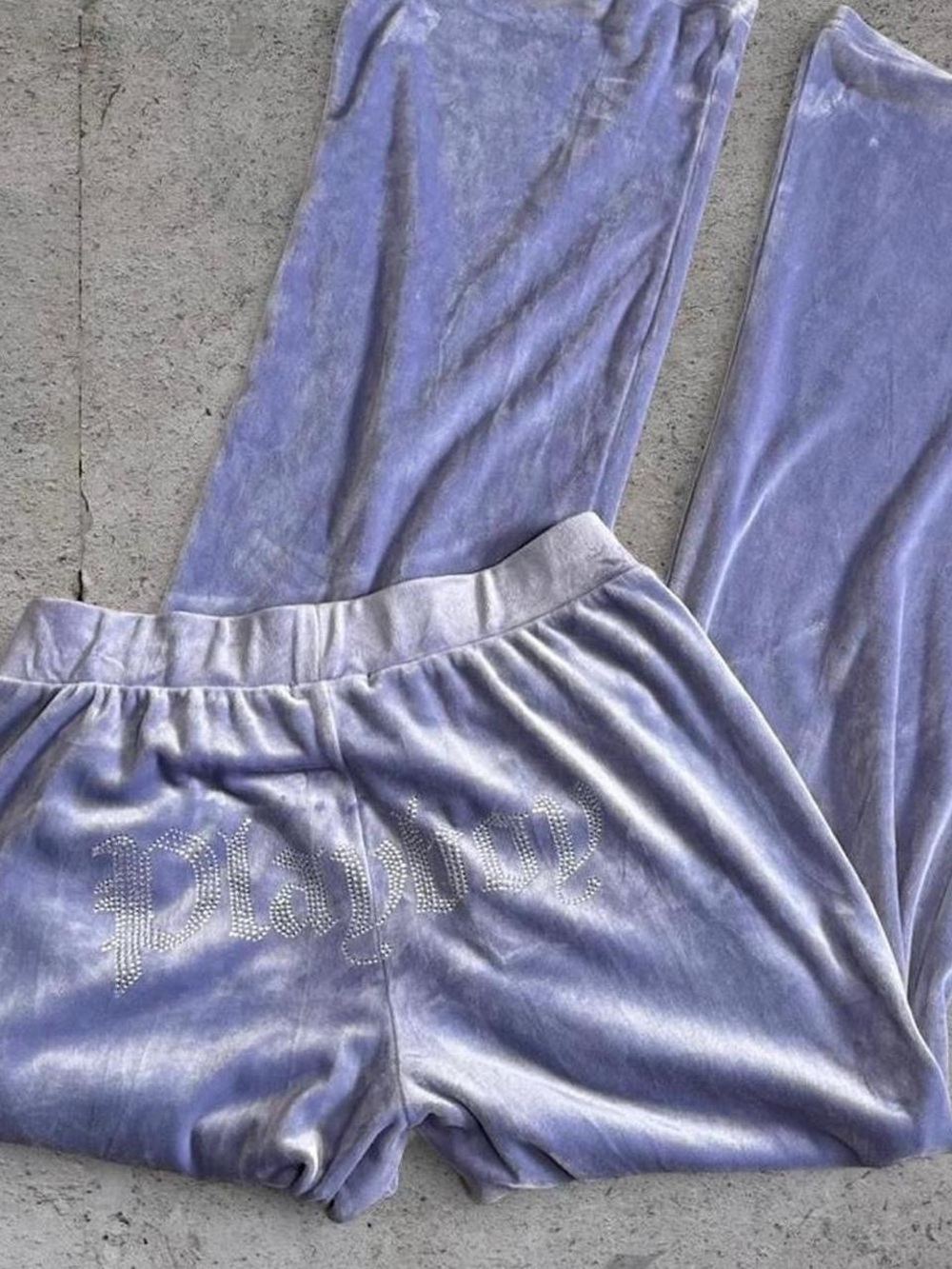 Purple Playboy velour tracksuit bottoms